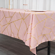 60"x102" Polyester Rectangular Tablecloth with Metallic Geometric Pattern