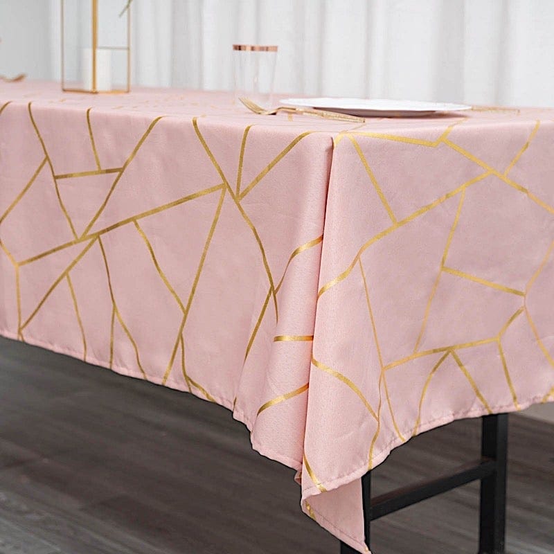 60"x102" Polyester Rectangular Tablecloth with Metallic Geometric Pattern