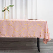 60"x102" Polyester Rectangular Tablecloth with Metallic Geometric Pattern