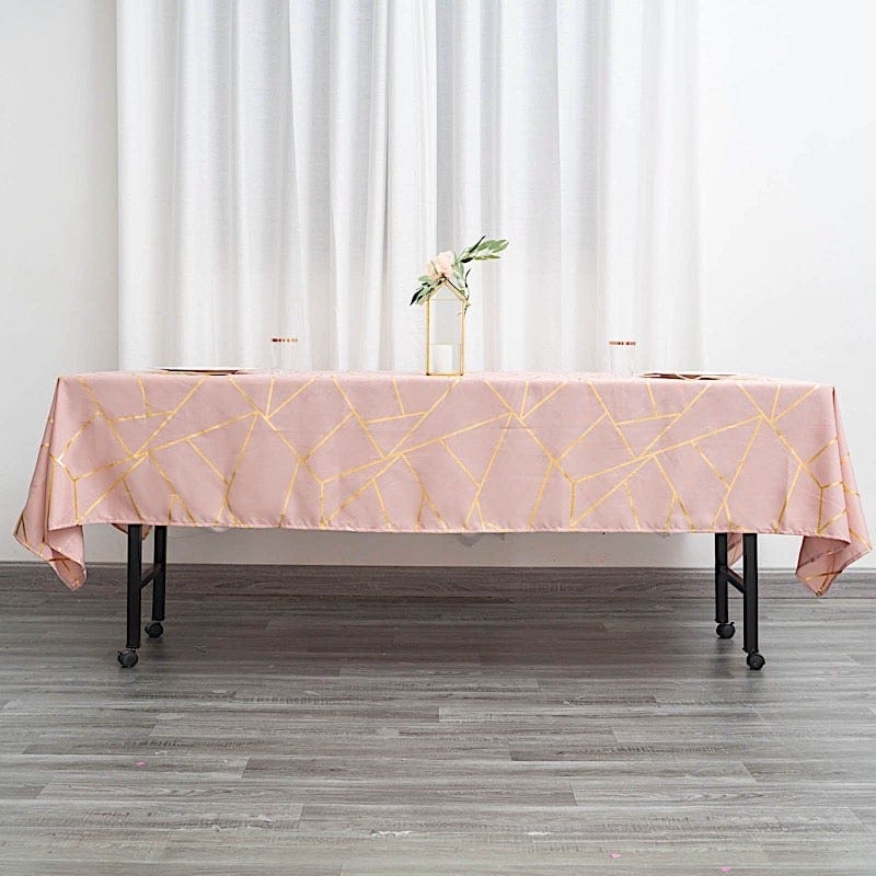 60"x102" Polyester Rectangular Tablecloth with Metallic Geometric Pattern