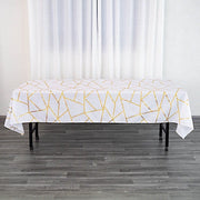 60"x102" Polyester Rectangular Tablecloth with Metallic Geometric Pattern
