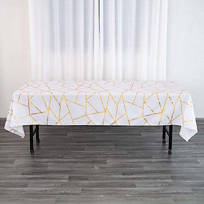 60"x102" Polyester Rectangular Tablecloth with Metallic Geometric Pattern