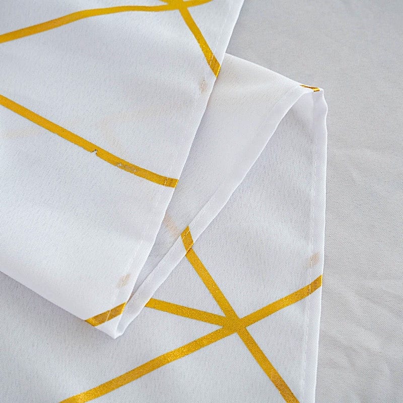 60"x102" Polyester Rectangular Tablecloth with Metallic Geometric Pattern