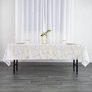 60"x102" Polyester Rectangular Tablecloth with Metallic Geometric Pattern