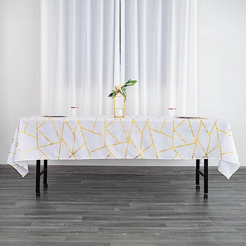 60"x102" Polyester Rectangular Tablecloth with Metallic Geometric Pattern