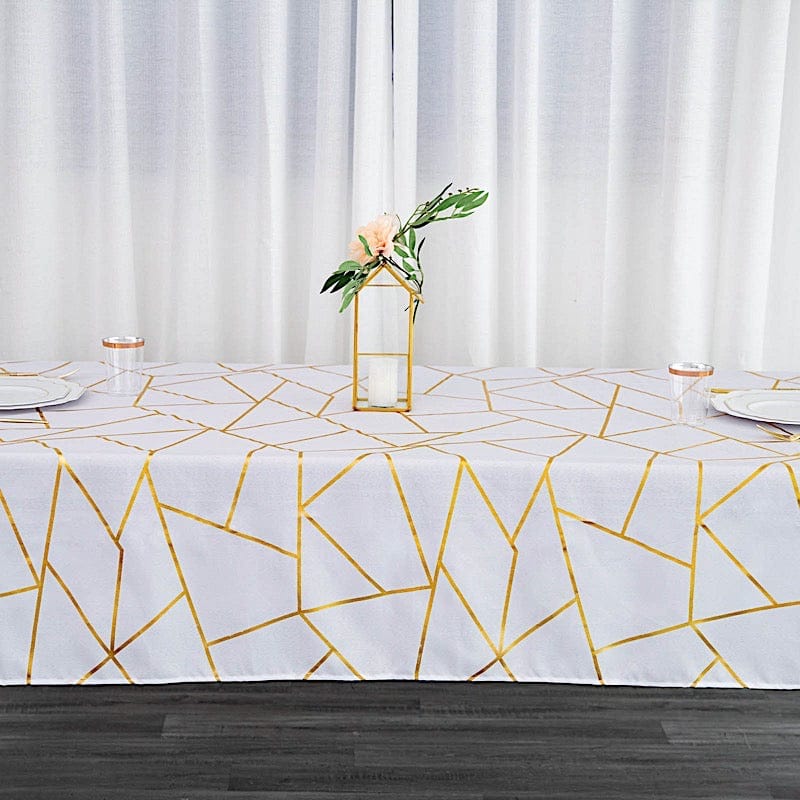 60"x102" Polyester Rectangular Tablecloth with Metallic Geometric Pattern