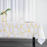 60"x102" Polyester Rectangular Tablecloth with Metallic Geometric Pattern