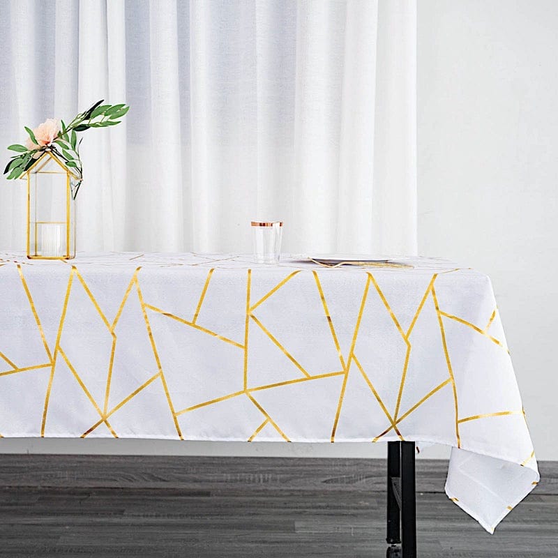 60"x102" Polyester Rectangular Tablecloth with Metallic Geometric Pattern