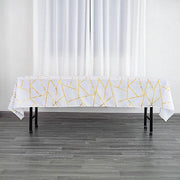 60"x102" Polyester Rectangular Tablecloth with Metallic Geometric Pattern