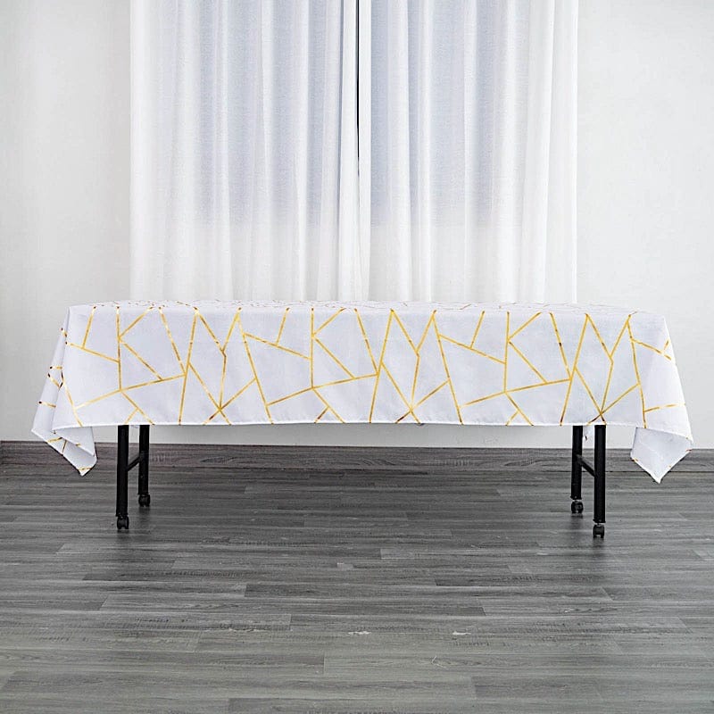 60"x102" Polyester Rectangular Tablecloth with Metallic Geometric Pattern
