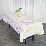 60"x102" Polyester Rectangular Tablecloth with Metallic Geometric Pattern