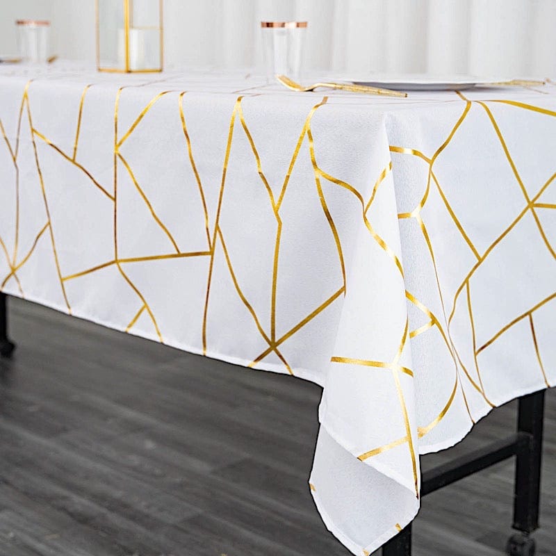 60"x102" Polyester Rectangular Tablecloth with Metallic Geometric Pattern