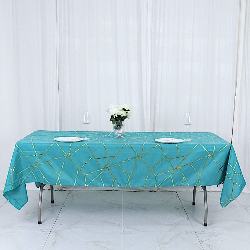 60"x102" Polyester Rectangular Tablecloth with Metallic Geometric Pattern
