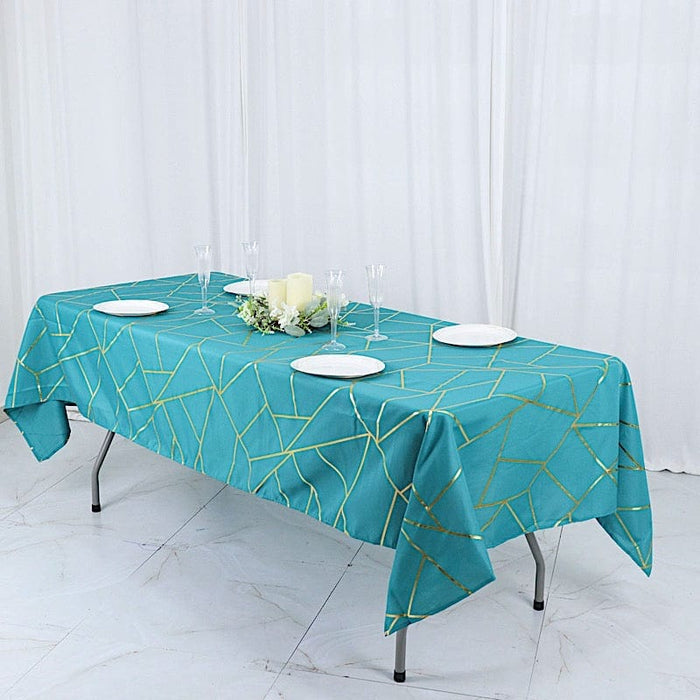 60"x102" Polyester Rectangular Tablecloth with Metallic Geometric Pattern