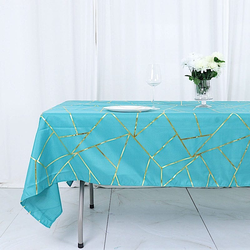 60"x102" Polyester Rectangular Tablecloth with Metallic Geometric Pattern