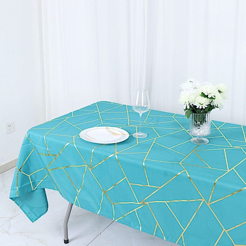 60"x102" Polyester Rectangular Tablecloth with Metallic Geometric Pattern