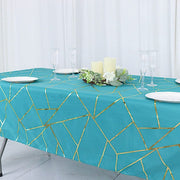 60"x102" Polyester Rectangular Tablecloth with Metallic Geometric Pattern