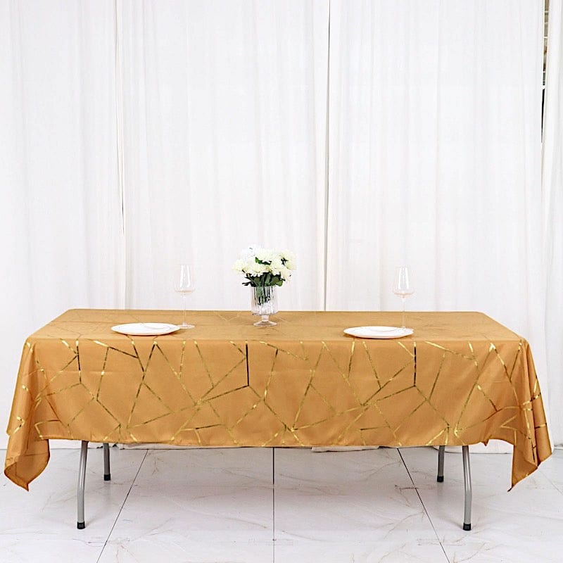 60"x102" Polyester Rectangular Tablecloth with Metallic Geometric Pattern