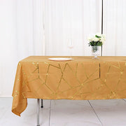60"x102" Polyester Rectangular Tablecloth with Metallic Geometric Pattern