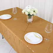 60"x102" Polyester Rectangular Tablecloth with Metallic Geometric Pattern