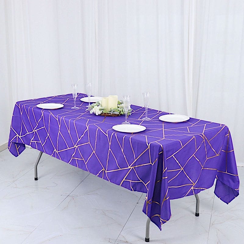 60"x102" Polyester Rectangular Tablecloth with Metallic Geometric Pattern