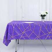 60"x102" Polyester Rectangular Tablecloth with Metallic Geometric Pattern