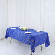 60"x102" Polyester Rectangular Tablecloth with Metallic Geometric Pattern