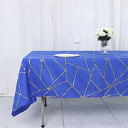 60"x102" Polyester Rectangular Tablecloth with Metallic Geometric Pattern