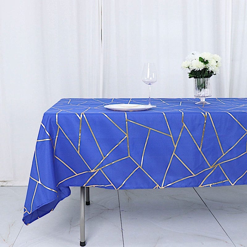 60"x102" Polyester Rectangular Tablecloth with Metallic Geometric Pattern