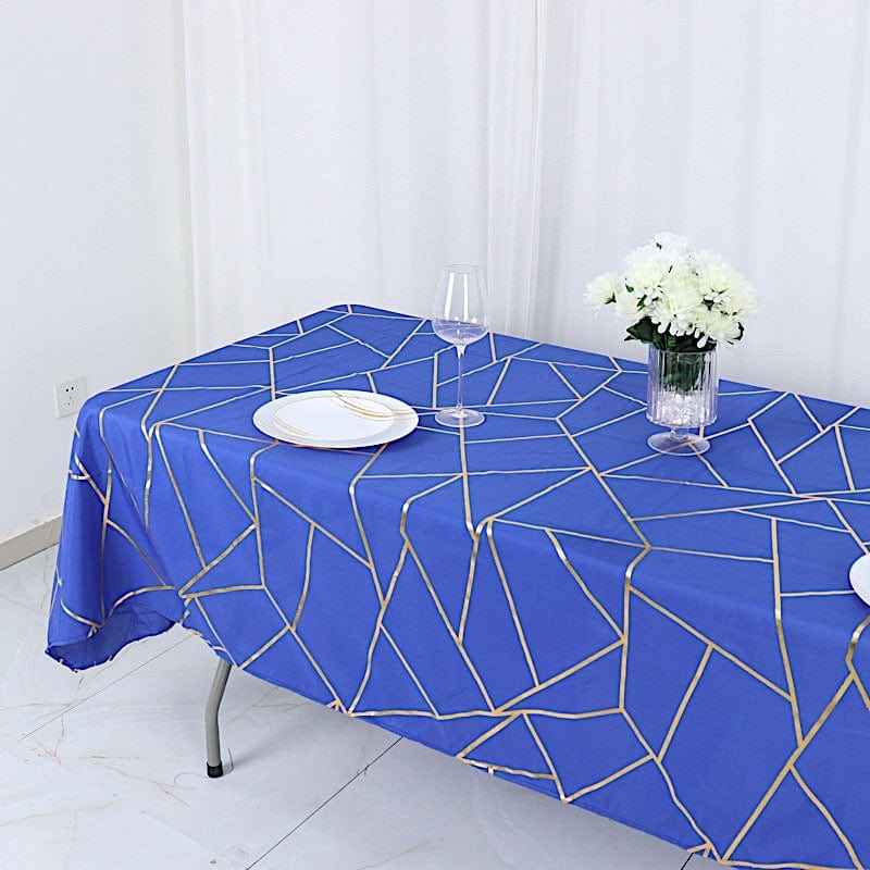 60"x102" Polyester Rectangular Tablecloth with Metallic Geometric Pattern
