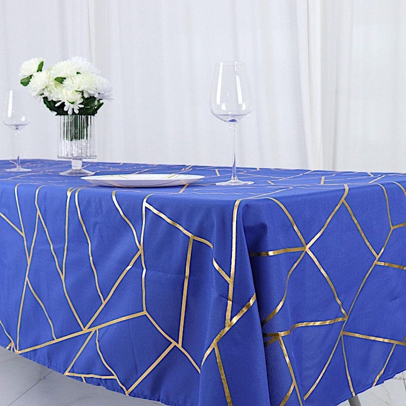 60"x102" Polyester Rectangular Tablecloth with Metallic Geometric Pattern