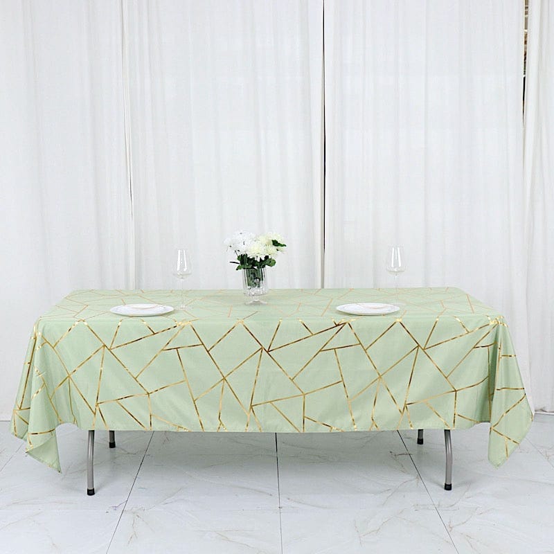 60"x102" Polyester Rectangular Tablecloth with Metallic Geometric Pattern