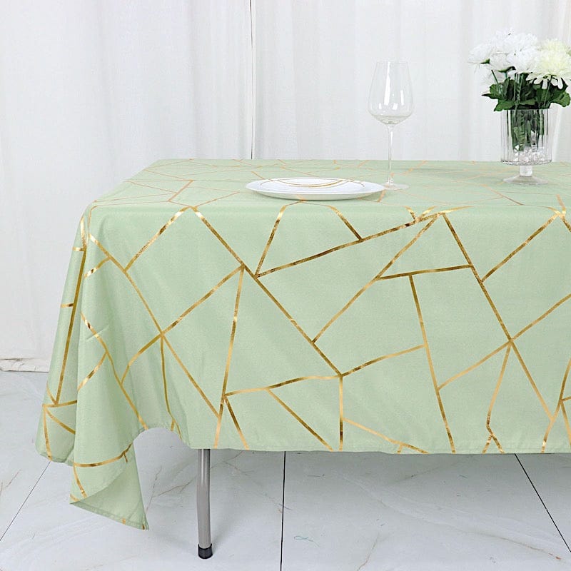 60"x102" Polyester Rectangular Tablecloth with Metallic Geometric Pattern