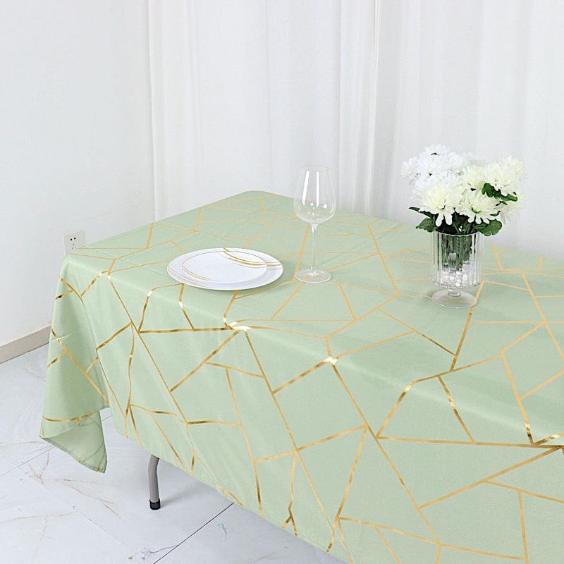 60"x102" Polyester Rectangular Tablecloth with Metallic Geometric Pattern