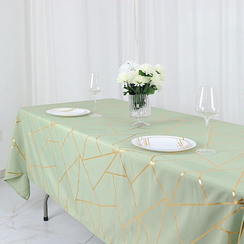 60"x102" Polyester Rectangular Tablecloth with Metallic Geometric Pattern