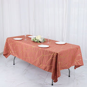 60"x102" Polyester Rectangular Tablecloth with Metallic Geometric Pattern