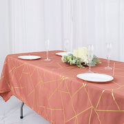 60"x102" Polyester Rectangular Tablecloth with Metallic Geometric Pattern