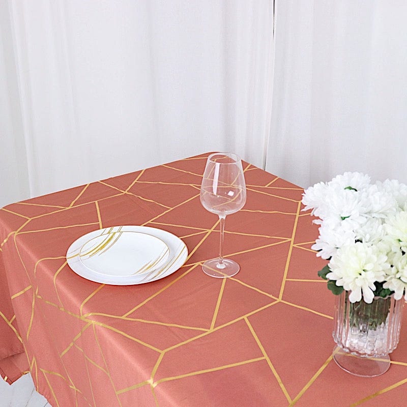 60"x102" Polyester Rectangular Tablecloth with Metallic Geometric Pattern