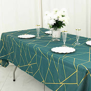 60"x102" Polyester Rectangular Tablecloth with Metallic Geometric Pattern