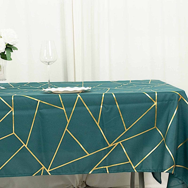 60"x102" Polyester Rectangular Tablecloth with Metallic Geometric Pattern