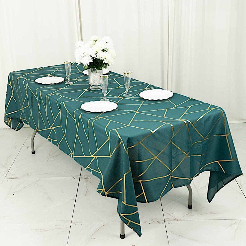 60"x102" Polyester Rectangular Tablecloth with Metallic Geometric Pattern