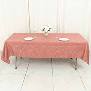 60"x102" Polyester Rectangular Tablecloth with Metallic Geometric Pattern