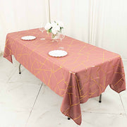 60"x102" Polyester Rectangular Tablecloth with Metallic Geometric Pattern