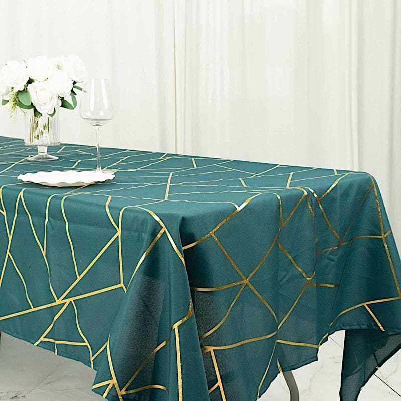 60"x102" Polyester Rectangular Tablecloth with Metallic Geometric Pattern