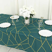 60"x102" Polyester Rectangular Tablecloth with Metallic Geometric Pattern