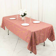 60"x102" Polyester Rectangular Tablecloth with Metallic Geometric Pattern