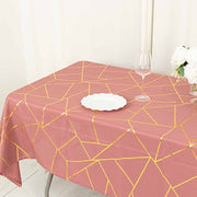 60"x102" Polyester Rectangular Tablecloth with Metallic Geometric Pattern