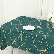 60"x102" Polyester Rectangular Tablecloth with Metallic Geometric Pattern
