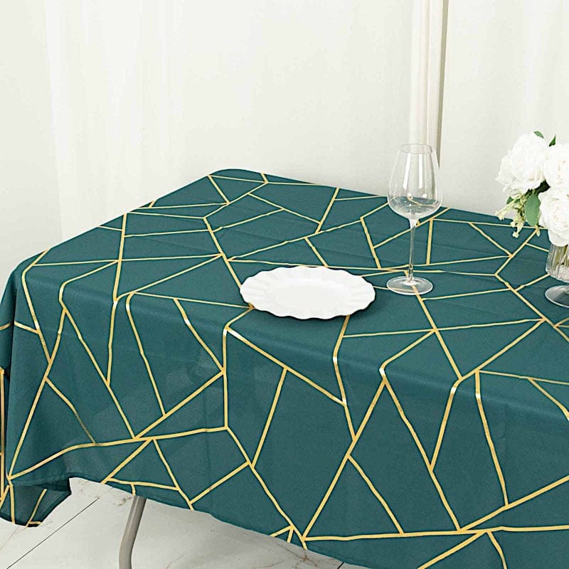 60"x102" Polyester Rectangular Tablecloth with Metallic Geometric Pattern