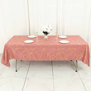 60"x102" Polyester Rectangular Tablecloth with Metallic Geometric Pattern